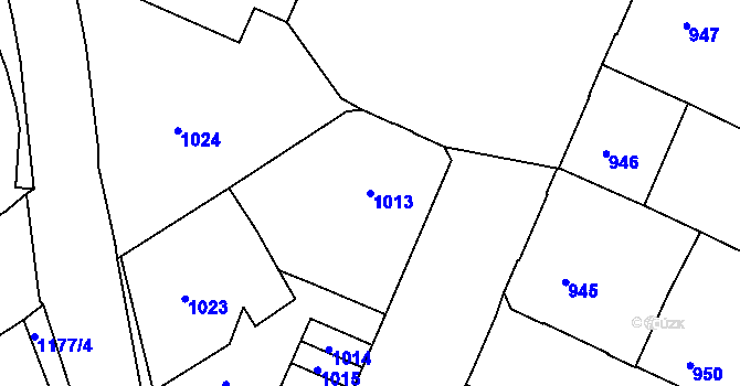 Parcela st. 1013 v KÚ Podmokly, Katastrální mapa