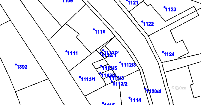 Parcela st. 1112/1 v KÚ Podmokly, Katastrální mapa