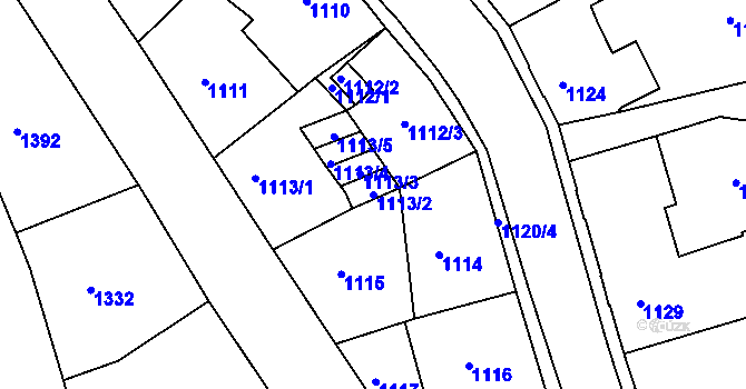 Parcela st. 1113/2 v KÚ Podmokly, Katastrální mapa