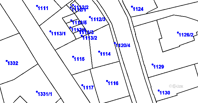Parcela st. 1114 v KÚ Podmokly, Katastrální mapa