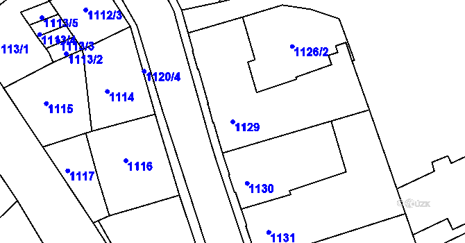 Parcela st. 1129 v KÚ Podmokly, Katastrální mapa