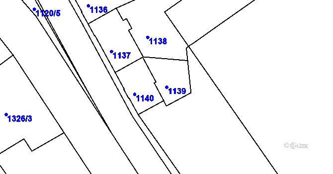 Parcela st. 1139 v KÚ Podmokly, Katastrální mapa