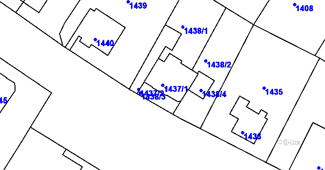 Parcela st. 1437/1 v KÚ Podmokly, Katastrální mapa