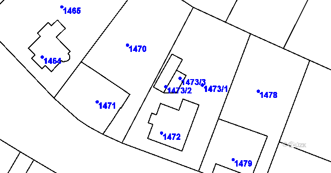 Parcela st. 1473/2 v KÚ Podmokly, Katastrální mapa