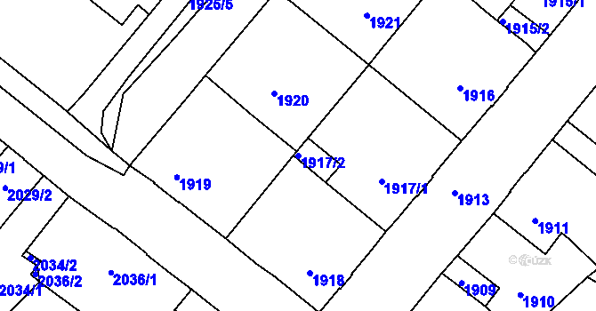 Parcela st. 1917/2 v KÚ Podmokly, Katastrální mapa