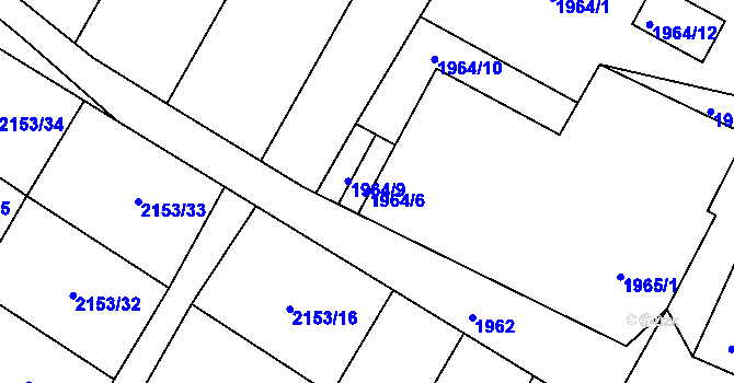 Parcela st. 1964/6 v KÚ Podmokly, Katastrální mapa