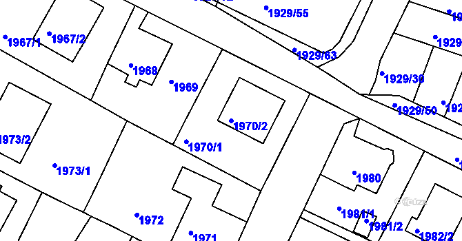 Parcela st. 1970/2 v KÚ Podmokly, Katastrální mapa