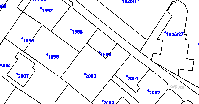Parcela st. 1999 v KÚ Podmokly, Katastrální mapa