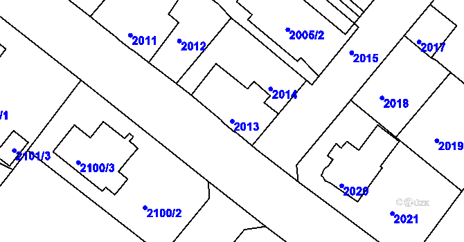 Parcela st. 2013 v KÚ Podmokly, Katastrální mapa