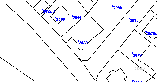 Parcela st. 2089 v KÚ Podmokly, Katastrální mapa