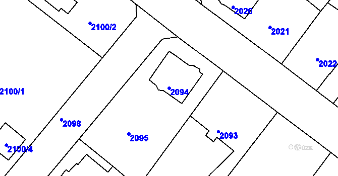 Parcela st. 2094 v KÚ Podmokly, Katastrální mapa