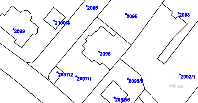 Parcela st. 2096 v KÚ Podmokly, Katastrální mapa
