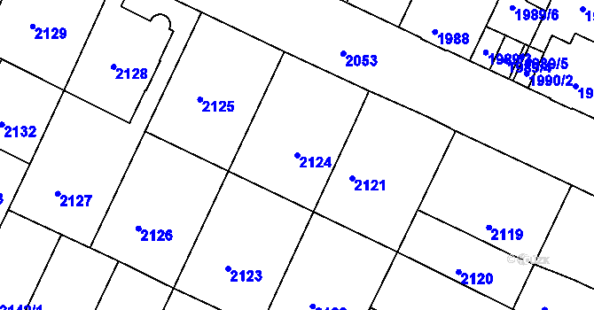 Parcela st. 2124 v KÚ Podmokly, Katastrální mapa