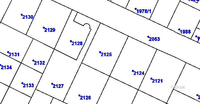 Parcela st. 2125 v KÚ Podmokly, Katastrální mapa