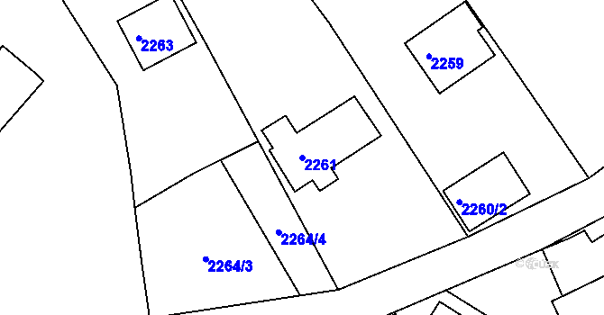 Parcela st. 2261 v KÚ Podmokly, Katastrální mapa