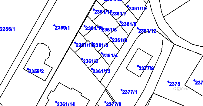 Parcela st. 2361/4 v KÚ Podmokly, Katastrální mapa