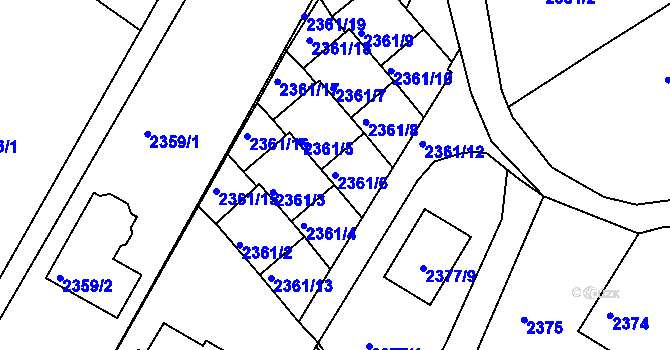 Parcela st. 2361/6 v KÚ Podmokly, Katastrální mapa