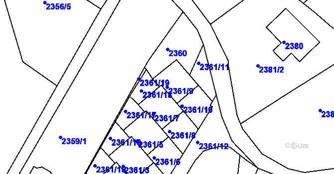 Parcela st. 2361/9 v KÚ Podmokly, Katastrální mapa