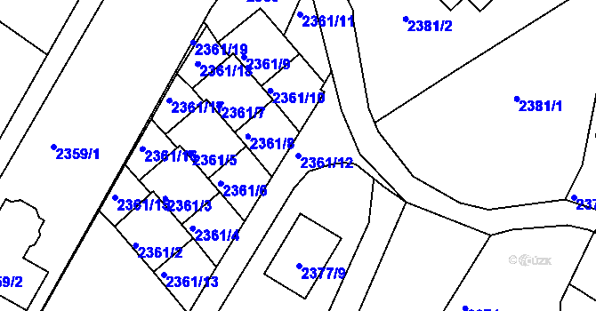 Parcela st. 2361/12 v KÚ Podmokly, Katastrální mapa