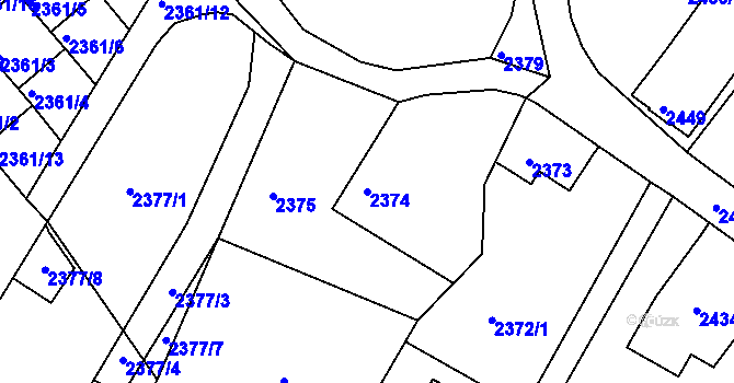 Parcela st. 2374 v KÚ Podmokly, Katastrální mapa