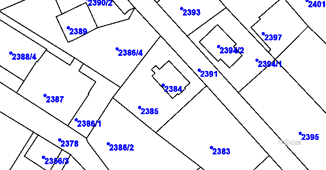Parcela st. 2384 v KÚ Podmokly, Katastrální mapa