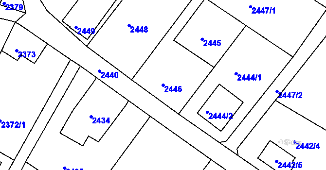 Parcela st. 2446 v KÚ Podmokly, Katastrální mapa