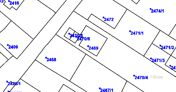 Parcela st. 2469 v KÚ Podmokly, Katastrální mapa