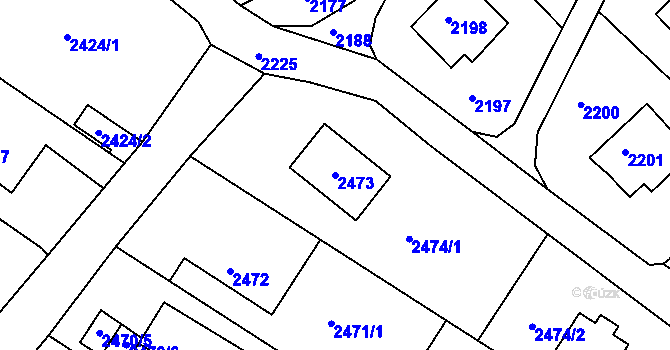 Parcela st. 2473 v KÚ Podmokly, Katastrální mapa