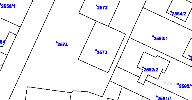 Parcela st. 2573 v KÚ Podmokly, Katastrální mapa
