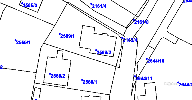 Parcela st. 2589/2 v KÚ Podmokly, Katastrální mapa