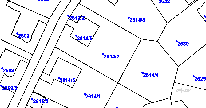Parcela st. 2614/2 v KÚ Podmokly, Katastrální mapa