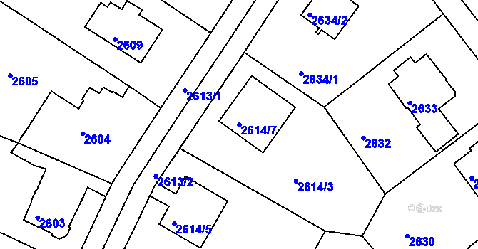 Parcela st. 2614/7 v KÚ Podmokly, Katastrální mapa