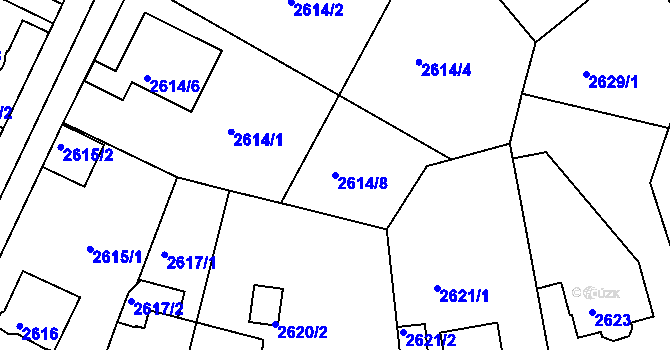 Parcela st. 2614/8 v KÚ Podmokly, Katastrální mapa