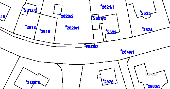 Parcela st. 2648/2 v KÚ Podmokly, Katastrální mapa