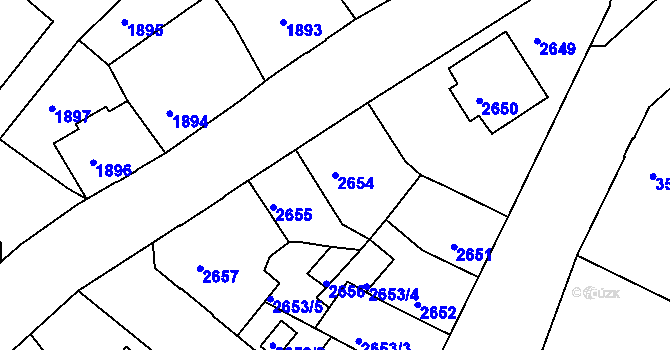 Parcela st. 2654 v KÚ Podmokly, Katastrální mapa