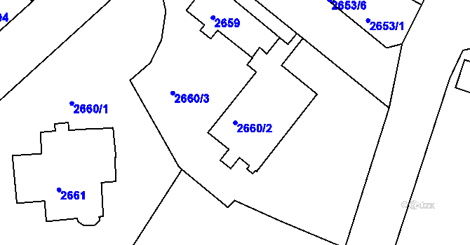 Parcela st. 2660/2 v KÚ Podmokly, Katastrální mapa