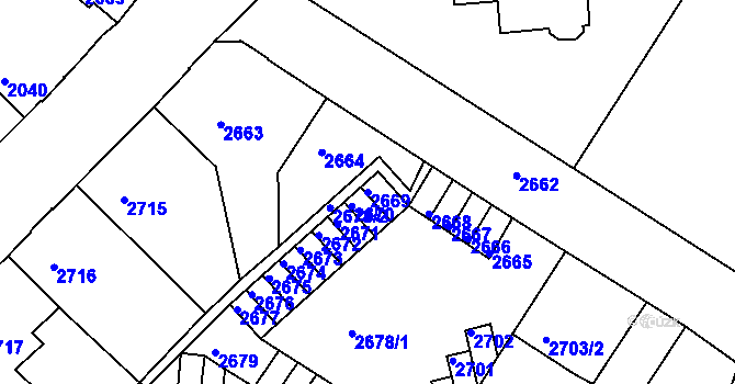Parcela st. 2669 v KÚ Podmokly, Katastrální mapa