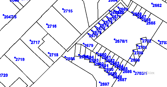 Parcela st. 2679 v KÚ Podmokly, Katastrální mapa