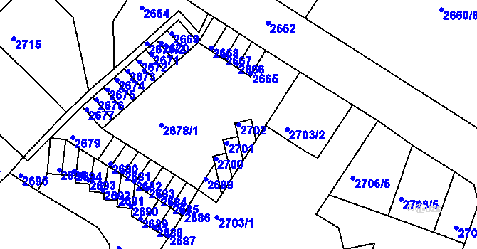 Parcela st. 2702 v KÚ Podmokly, Katastrální mapa