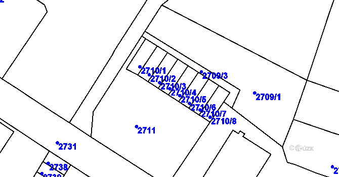 Parcela st. 2710/4 v KÚ Podmokly, Katastrální mapa