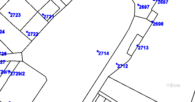 Parcela st. 2714 v KÚ Podmokly, Katastrální mapa