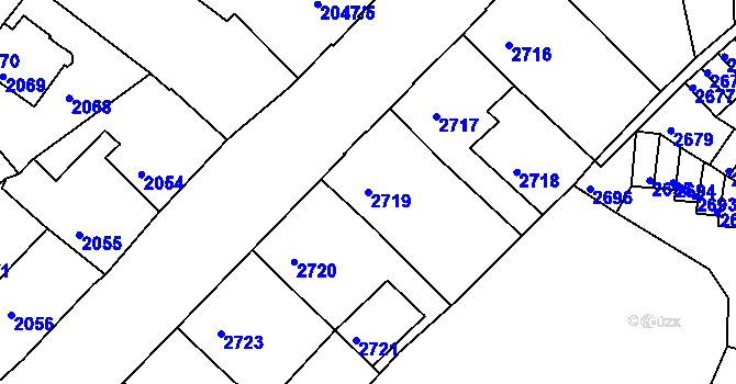 Parcela st. 2719 v KÚ Podmokly, Katastrální mapa