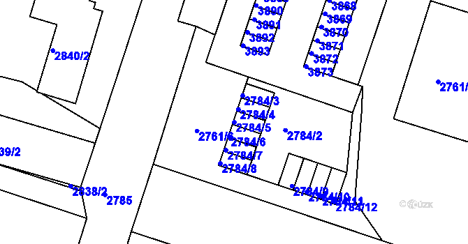 Parcela st. 2784/5 v KÚ Podmokly, Katastrální mapa