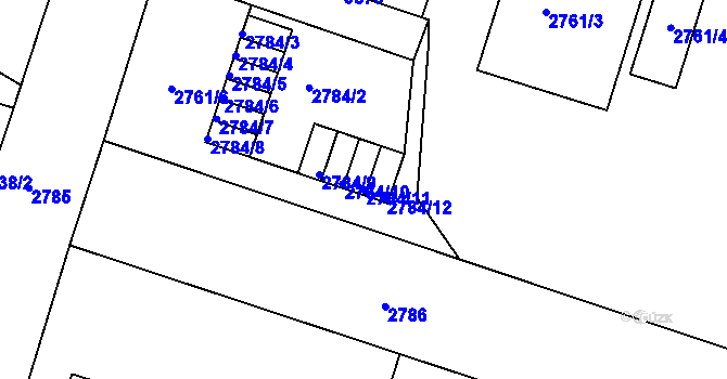 Parcela st. 2784/11 v KÚ Podmokly, Katastrální mapa