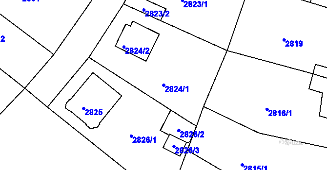 Parcela st. 2824/1 v KÚ Podmokly, Katastrální mapa