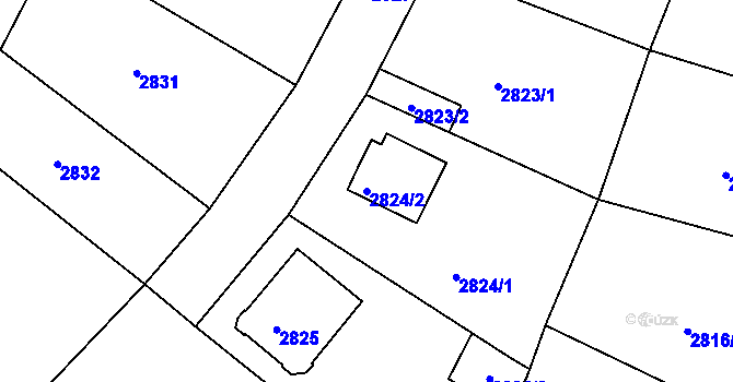 Parcela st. 2824/2 v KÚ Podmokly, Katastrální mapa