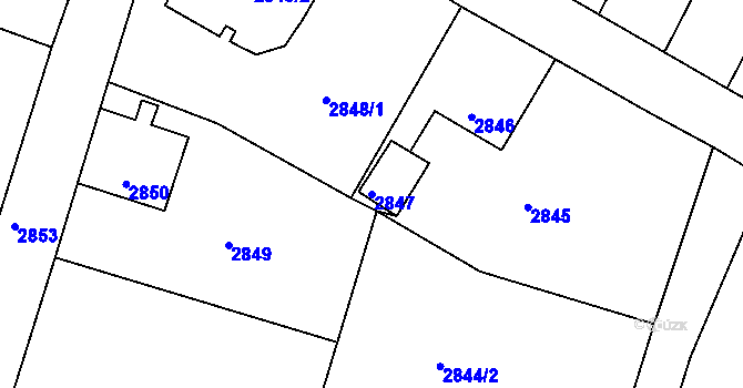 Parcela st. 2847 v KÚ Podmokly, Katastrální mapa