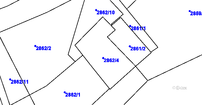 Parcela st. 2862/4 v KÚ Podmokly, Katastrální mapa