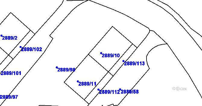 Parcela st. 2889/10 v KÚ Podmokly, Katastrální mapa