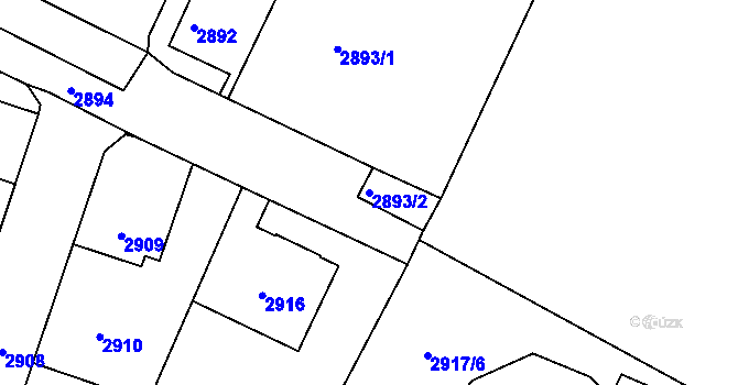 Parcela st. 2893/2 v KÚ Podmokly, Katastrální mapa